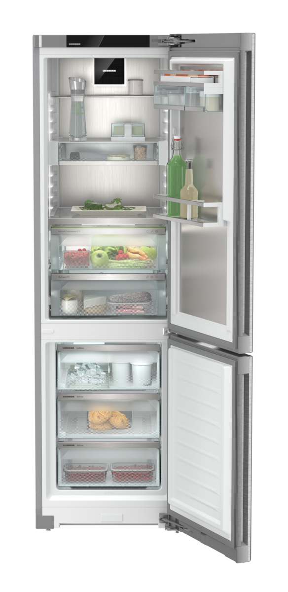Liebherr Kühl-Gefrierkombination CBNstb 579i Peak - BioFresh, NoFrost, InfinitySpring, HydroBreeze - 2,4" Touch-Display - Edelstahl-Rückwand