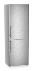 Product image, Perspective: oblique closed, Combined fridge-freezers with EasyFresh and NoFrost, Casing colour: silver, Door colour: stainless steel