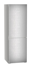 Product image, Perspective: oblique closed, Combined fridge-freezers with EasyFresh and NoFrost, Casing colour: silver, Door colour: Steelfinish
