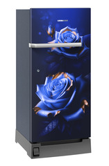 Product image, Perspective: oblique closed, Single-door refrigerator 191 l in 5 star with inverter compressor, Casing colour: blue, Door colour: Blue Rosette