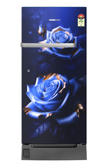 Product image, Perspective: straight closed, Single-door refrigerator 191 l in 5 star with inverter compressor, Casing colour: blue, Door colour: Blue Rosette