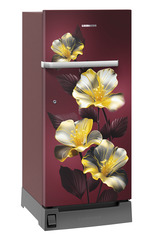 Product image, Perspective: oblique closed, Single-door refrigerator 191 l in 5 star with inverter compressor, Casing colour: red, Door colour: Red Hibiskus