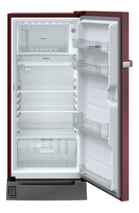 Product image, Perspective: straight open empty, Single-door refrigerator 191 l in 5 star with inverter compressor, Casing colour: red, Door colour: Red Hibiskus