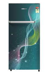 Product image, Perspective: straight closed, Single-door fridge 202 l in 4 star with inverter compressor, Casing colour: grey, Door colour: Teal Strings