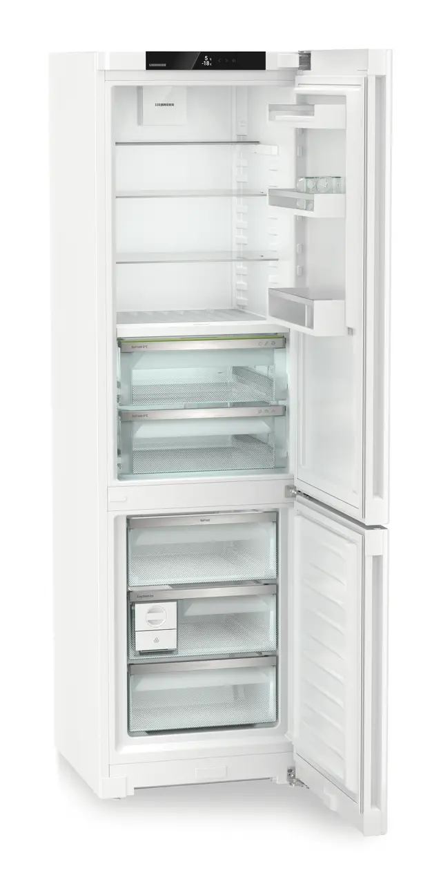 Product image, Perspective: oblique open empty, Fridge-freezer with BioFresh and NoFrost, Casing colour: white, Door colour: white