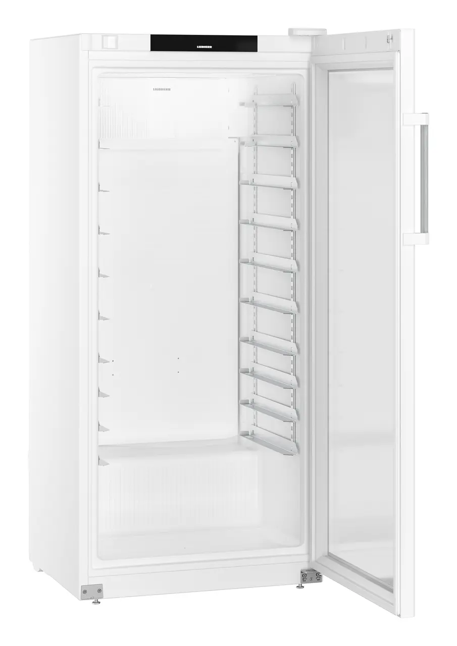 Product image, Perspective: oblique open empty, Forced-air bakery standard refrigerator, Casing colour: white, Door colour: white