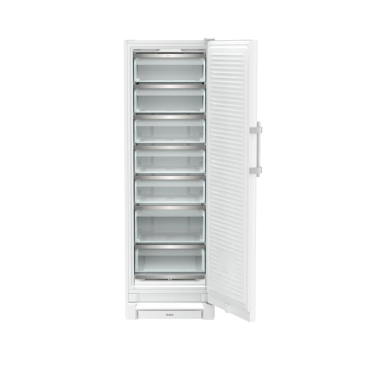 Product image, Perspective: straight open empty, Freestanding freezer with BluRoX technology and NoFrost, Casing colour: white, Door colour: white