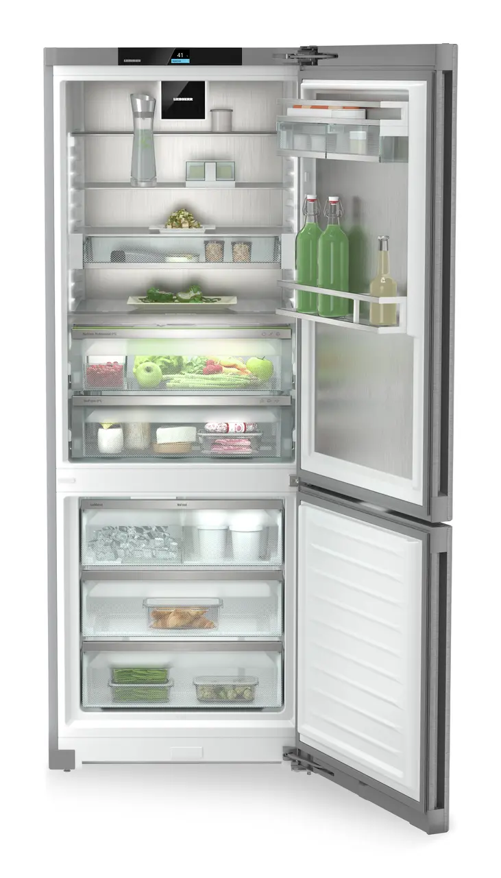 Image de produit, Perspective: Droit ouvert décoré, Réf.-congel. avec BioFresh Professional. NoFrost, Couleur de l’habillage: Acier inox, Couleur de porte: Acier inox