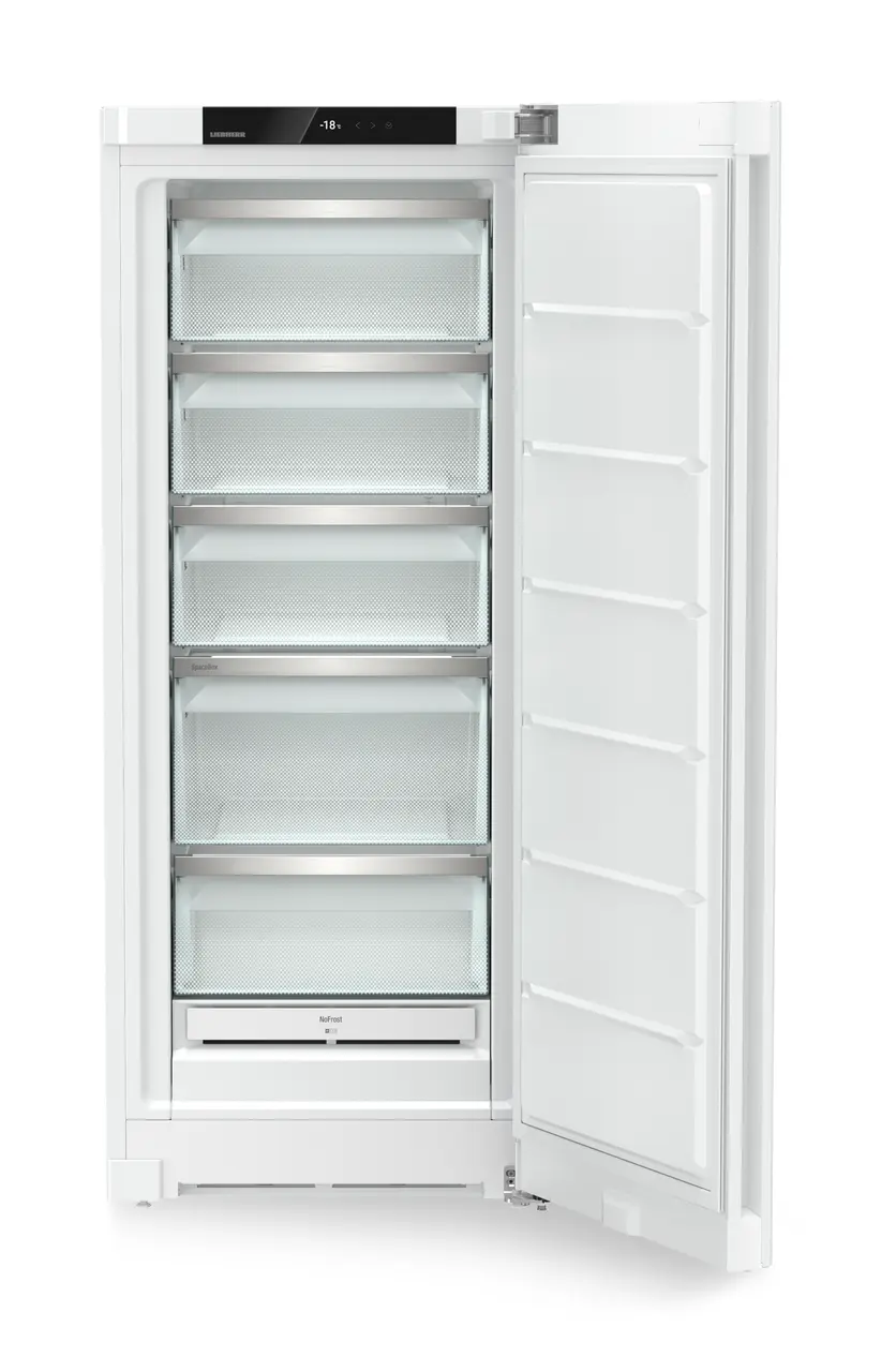 Produktbild, Perspektiv: Framifrån, öppen, tom, Fristående frysskåp med NoFrost, Färg på hölje: Vit, Färg på dörr: Vit