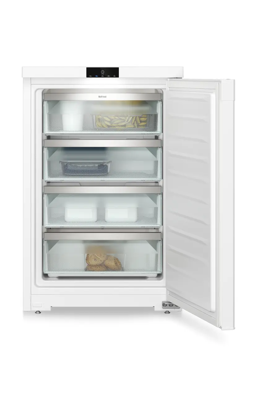 Obrázek výrobku, Perspektiva: Přímý otevřený s dekorací, Stolní mraznicka s NoFrost, Barva skříně: bílá, Barva dveří: bílá