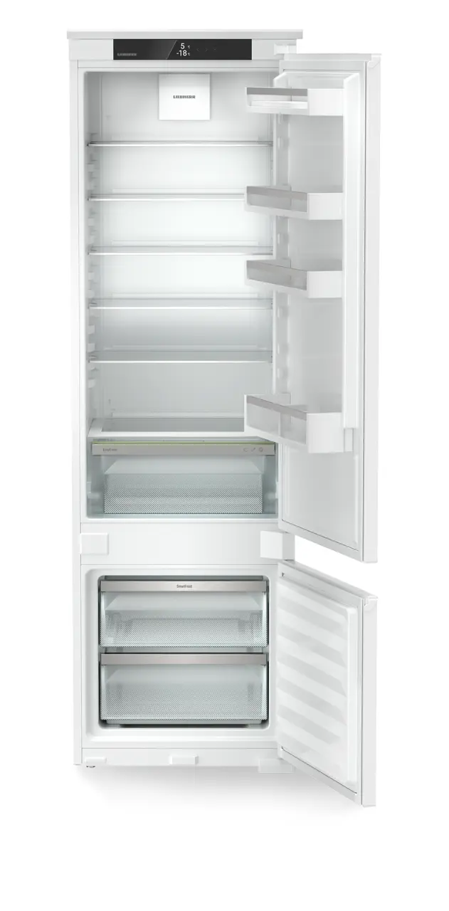 Obrázok produktu, Perspektíva: Spredu, spotrebič otvorený, prázdny, Integrovateľná kombinácia chladničky a mrazničky s EasyFresh a SmartFrost