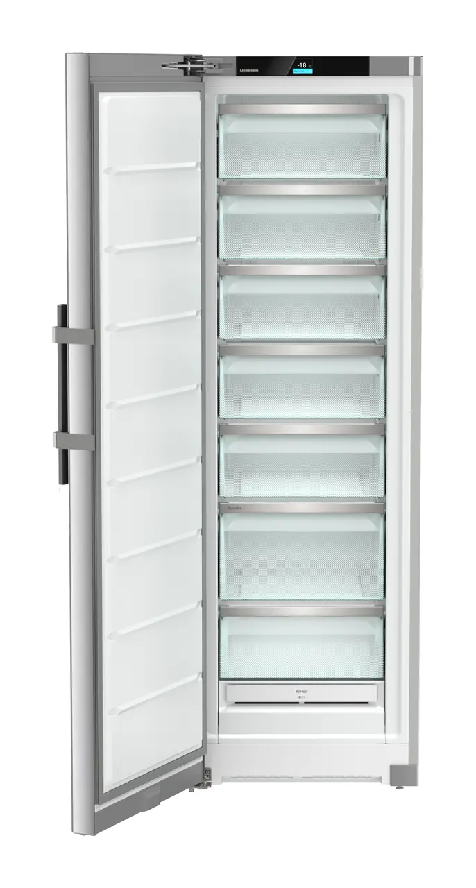 Produktbild, Perspektiv: Framifrån, öppen, tom, Fristående frysskåp med NoFrost