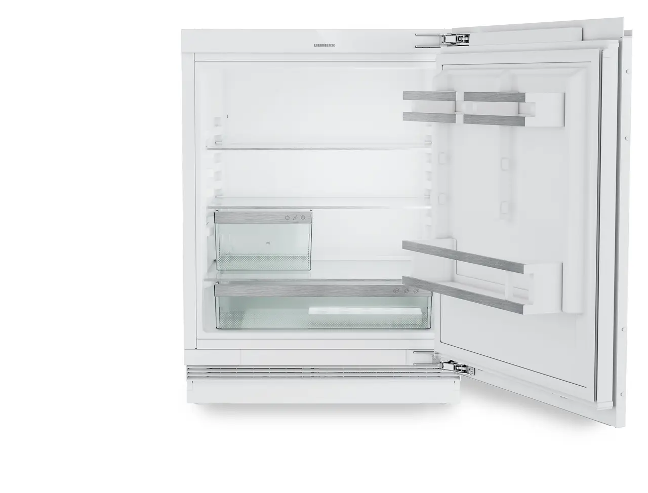 Produkt-Bild, Perspektive: gerade offen leer, Dekorfähiger Unterbaukühlschrank