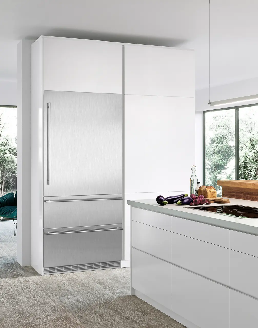 Image de produit, Perspective: Environnement, Combiné réfrigérateur-congélateur NoFrost intégrable