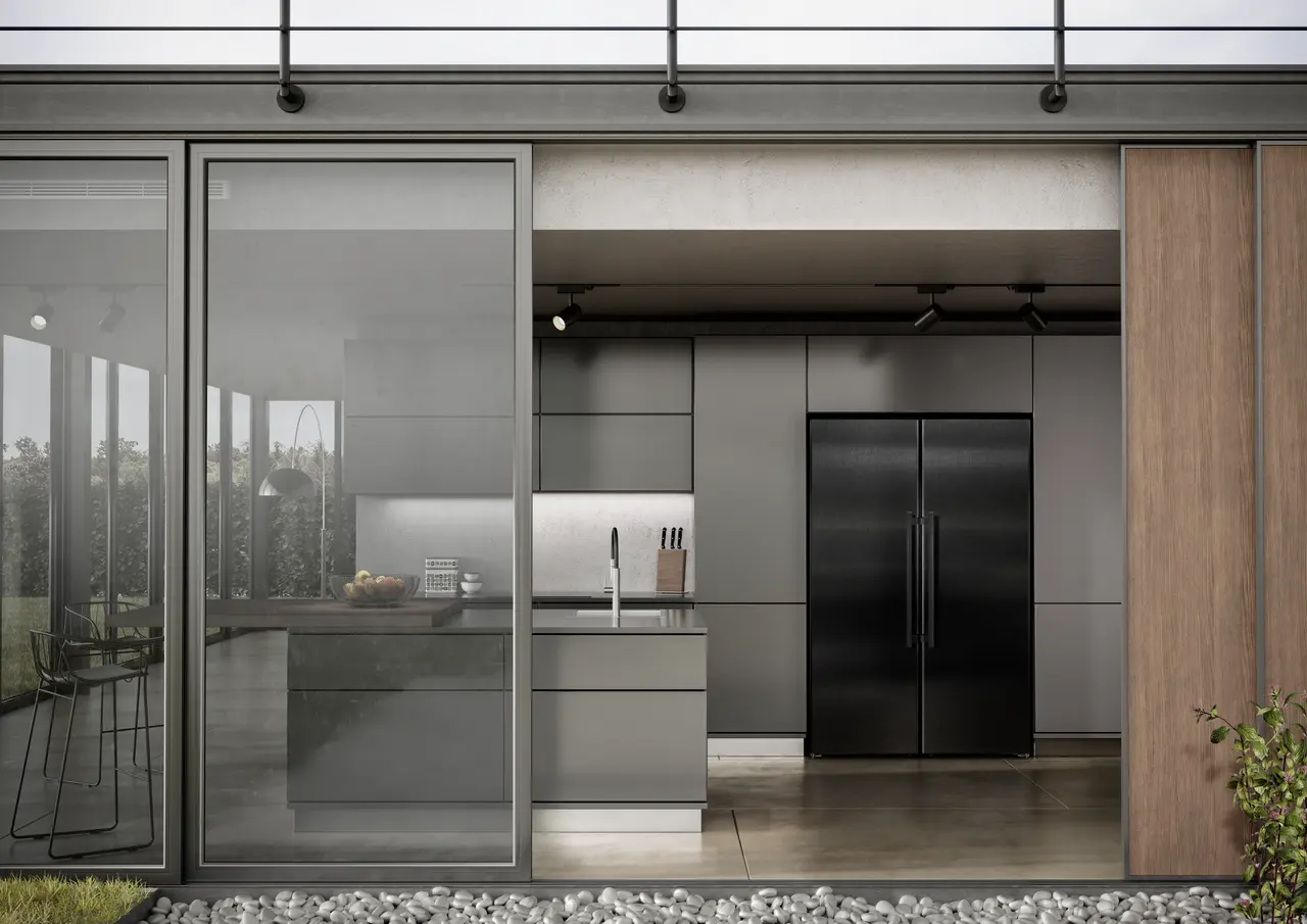 Product image, Perspective: milieu, Side-by-Side combination, Casing colour: BlackSteel, Door colour: BlackSteel