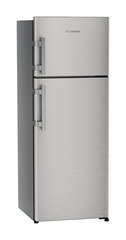 Product image, Perspective: oblique closed, Fridge-freezer with NoFrost, Casing colour: grey, Door colour: Stainless Steel