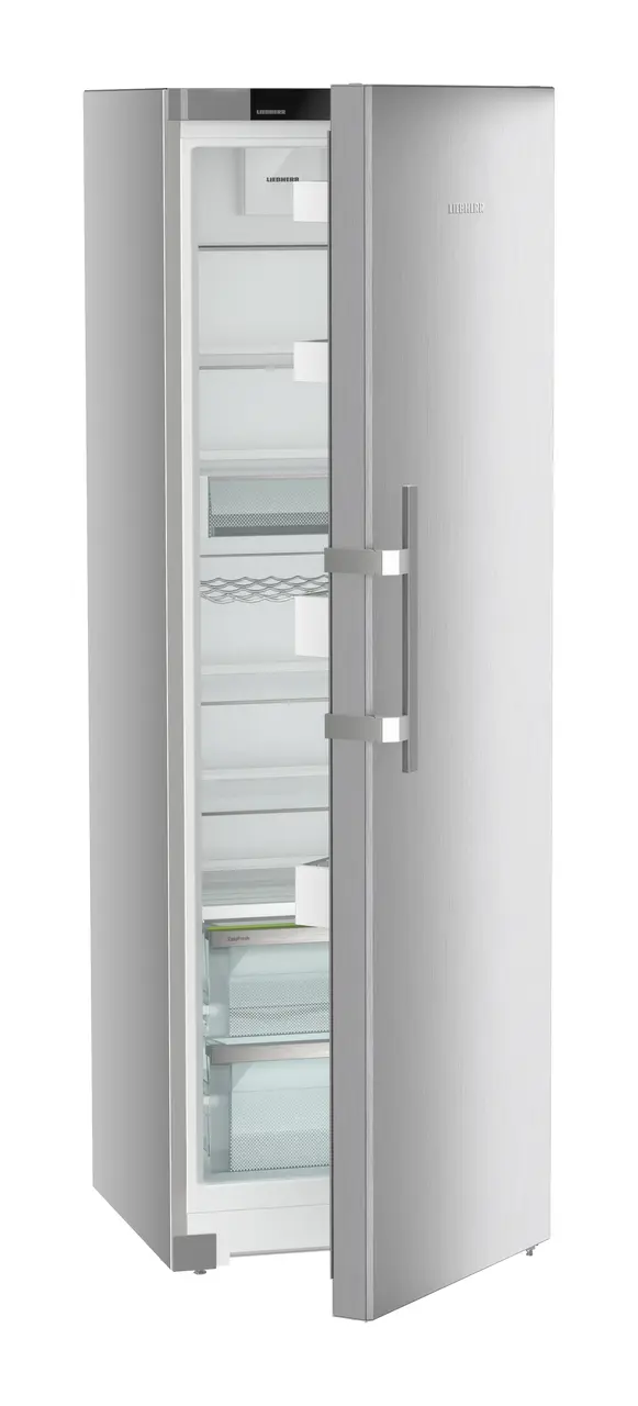 Produktbild, Perspektiv: Vinklad, halvöppen, tom, Fristående kylskåp med EasyFresh