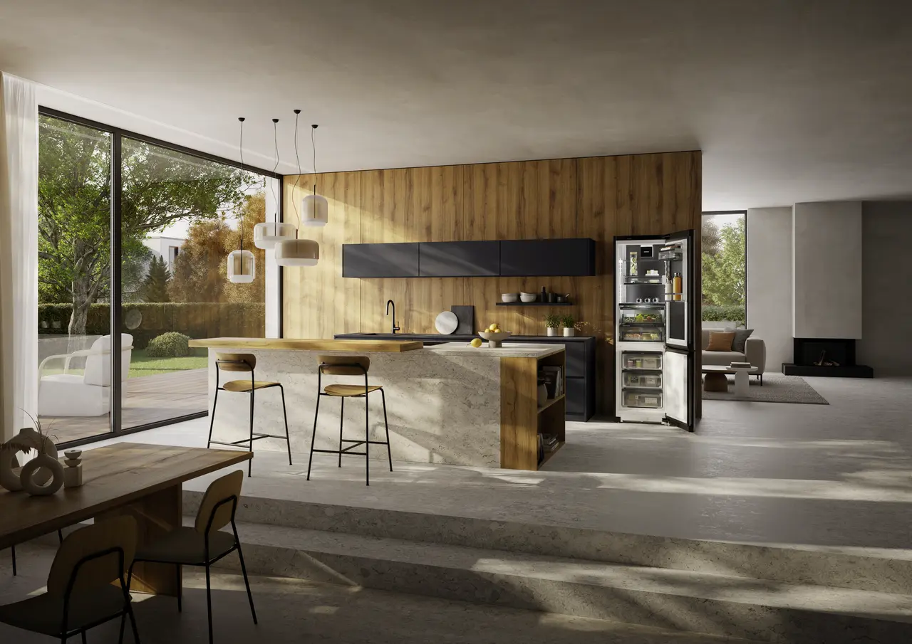 Product image, Perspective: milieu, Fridge-freezer with BioFresh Professional and NoFrost, Casing colour: BlackSteel, Door colour: BlackSteel