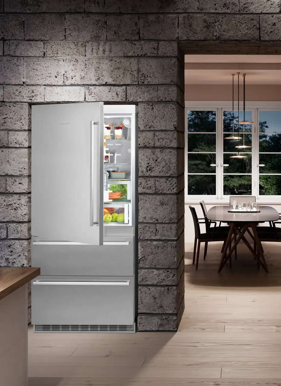 Product image, Perspective: milieu, Fridge-freezer with NoFrost, Casing colour: stainless steel, Door colour: stainless steel