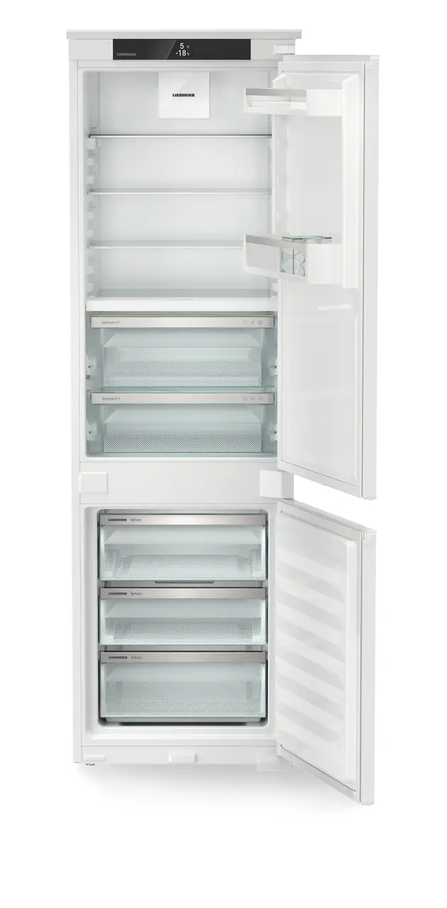 Product image, Perspective: straight open empty, Combined refrigerator-freezer with BioFresh and NoFrost for integrated use