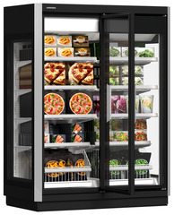 Produkt-Bild, Perspektive: Sonderform, Supermarkt-Gefrierschrank, Gehäusefarbe: Grau