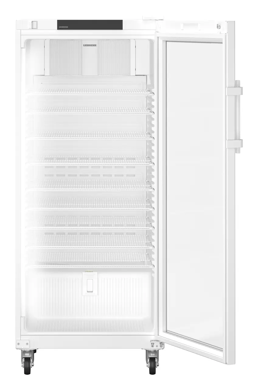 Product image, Perspective: straight open empty, Laboratory refrigerator with convection cooling, Casing colour: white, Door colour: white