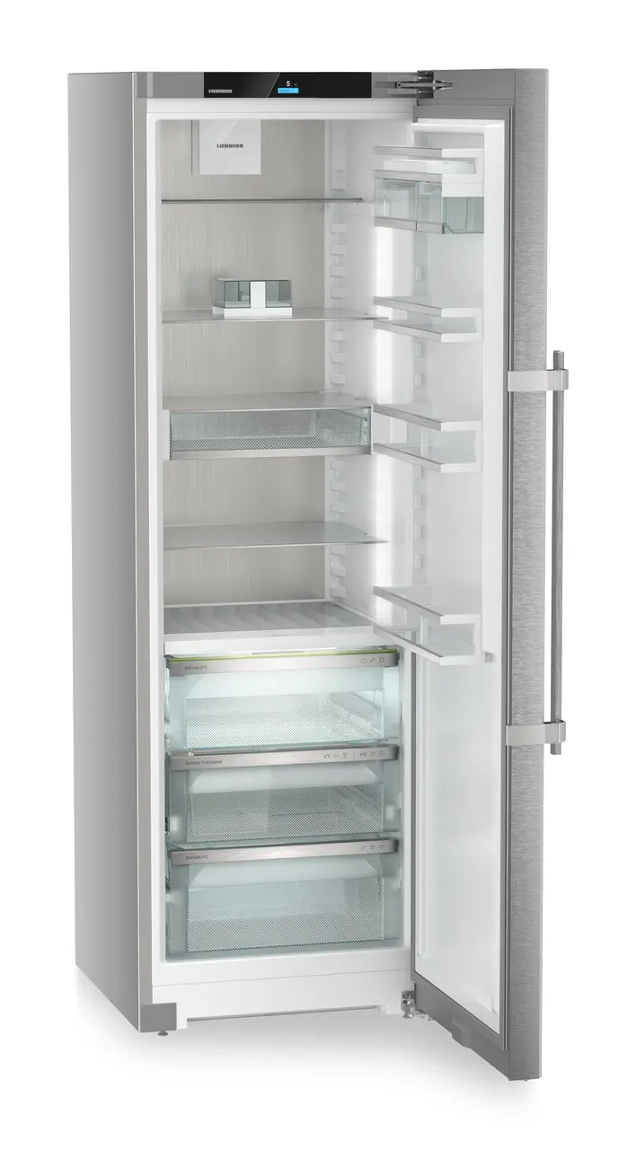 Image de produit, Perspective: Oblique ouvert vide, Réfrigérateur indépendant avec BioFresh Professional, Couleur de porte: acier inox