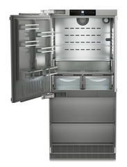 Product image, Perspective: straight open empty, Combined refrigerator-freezer with BioFresh and NoFrost for integrated use, Casing colour: Anthracite