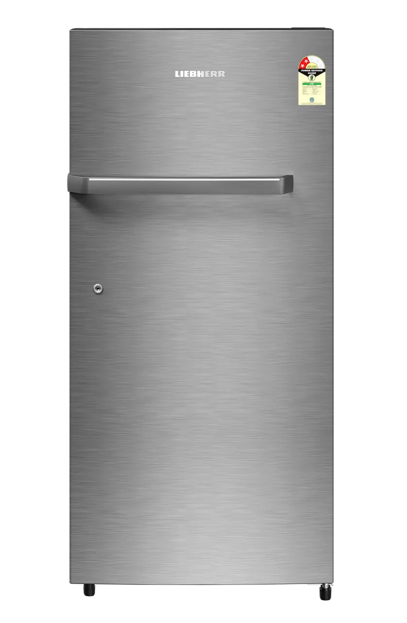 Product image, Perspective: straight closed, Single-door fridge, 191 l in 2 star and horizontal handle, Casing colour: grey, Door colour: Silver Steel