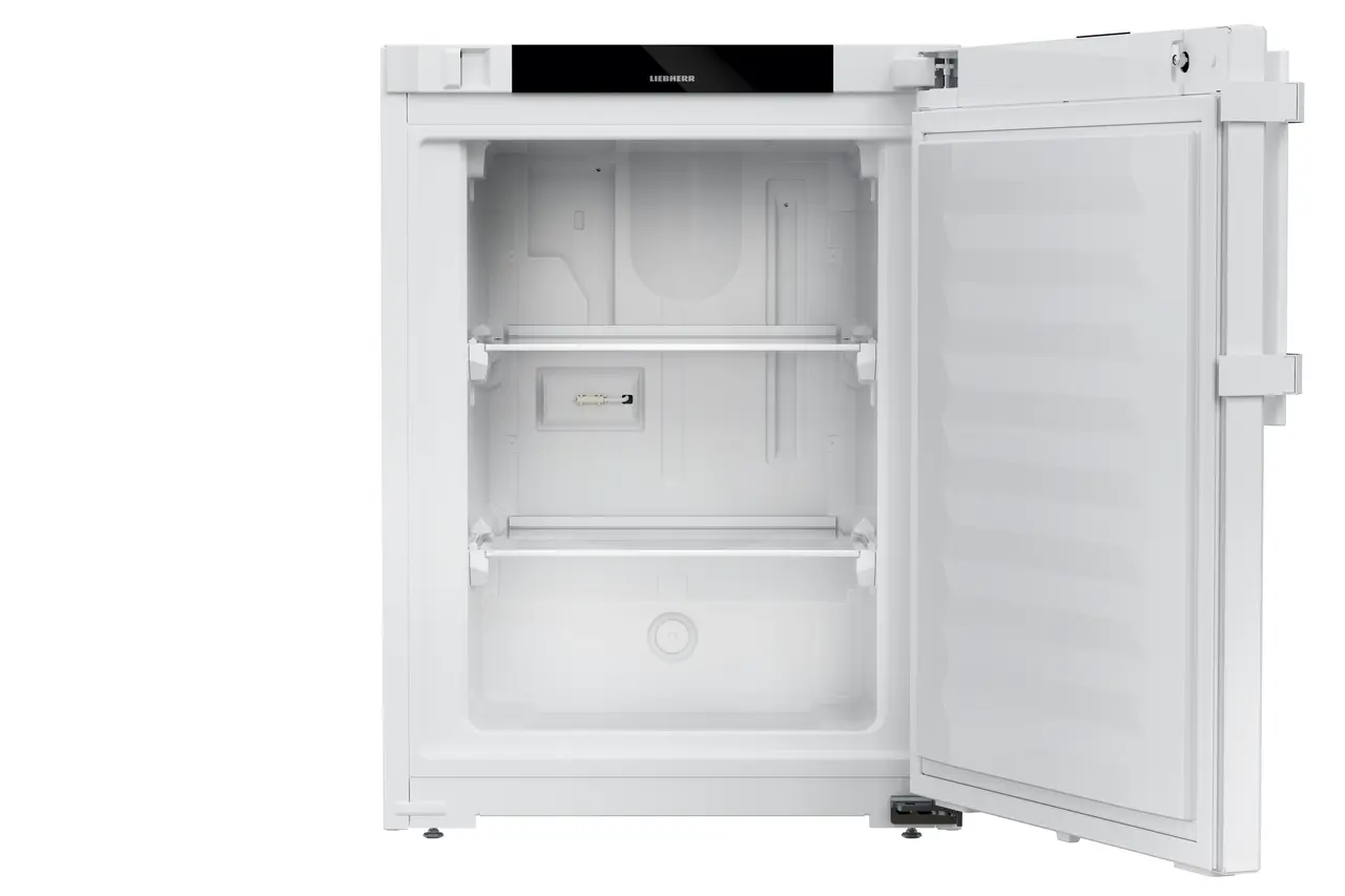 Product image, Perspective: straight open empty, Laboratory freezer with an interior free of ignition sources, Casing colour: white, Door colour: white