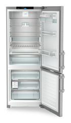 Product image, Perspective: straight open empty, Combined fridge-freezers with EasyFresh and NoFrost, Casing colour: silver, Door colour: stainless steel