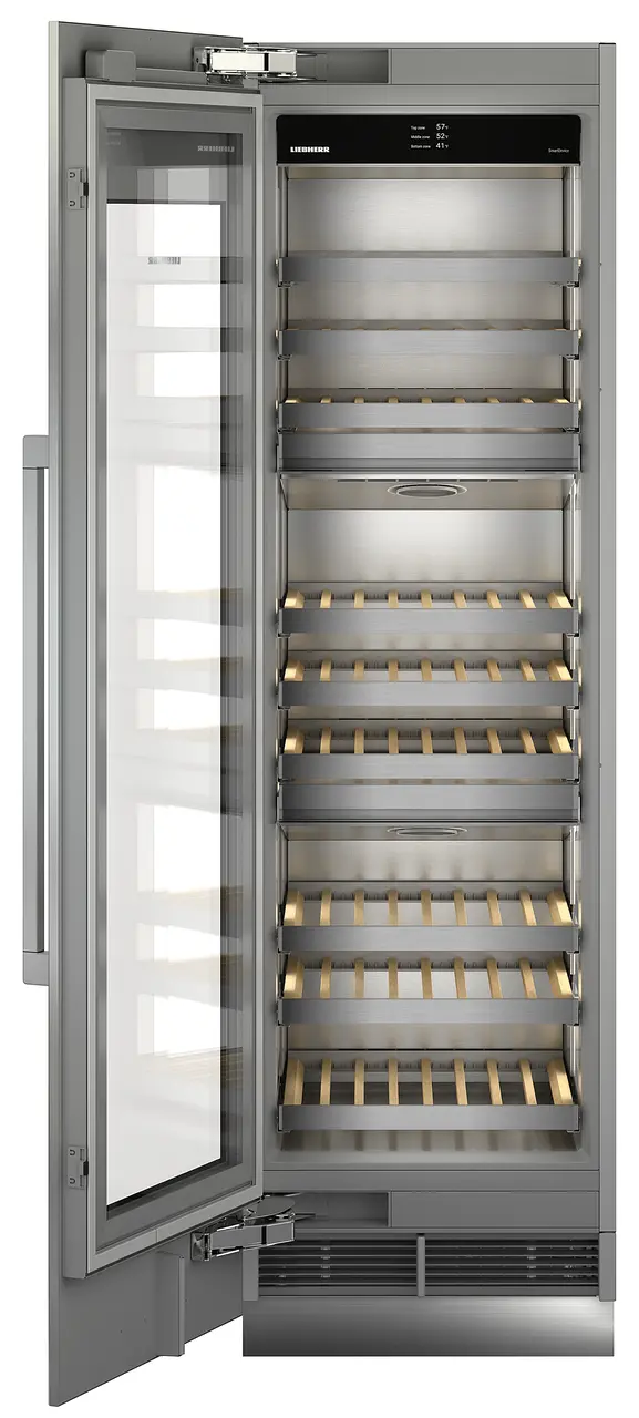 Product image, Perspective: straight open empty, Built-in multi-temperature wine cabinet, Casing colour: grey
