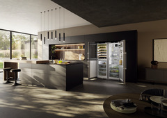 Product image, Perspective: milieu, Side-by-side combination with wine tempering compartment, Casing colour: stainless steel, Door colour: stainless steel