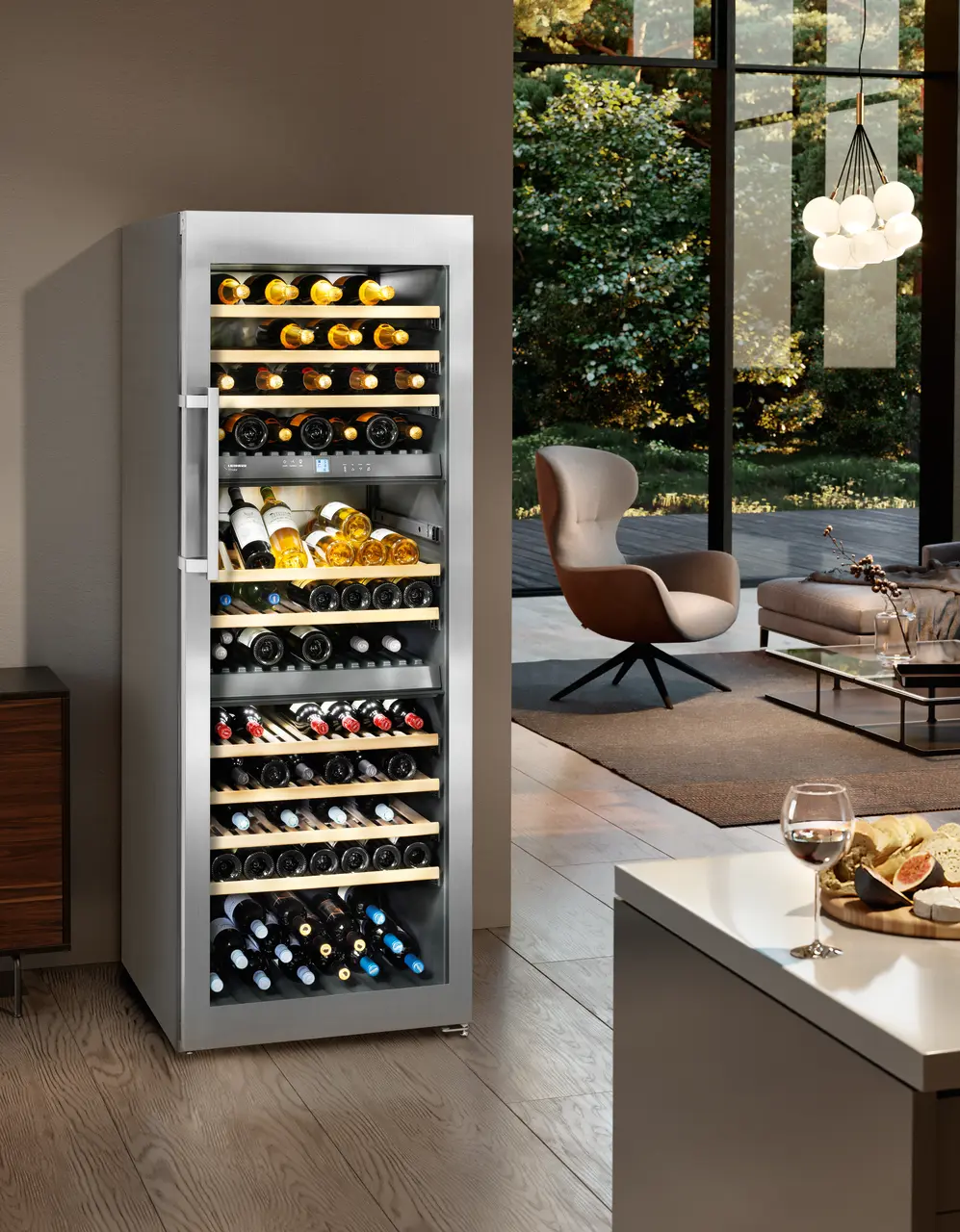 Product image, Perspective: milieu, Multi-temperature wine cabinet, Casing colour: stainless steel, Door colour: stainless steel