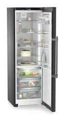 Product image, Perspective: oblique open decorated, Freestanding refrigerator with BioFresh Professional, Casing colour: BlackSteel, Door colour: BlackSteel