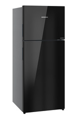 Product image, Perspective: oblique closed, Fridge-freezer with NoFrost, Casing colour: grey, Door colour: Black Gloss