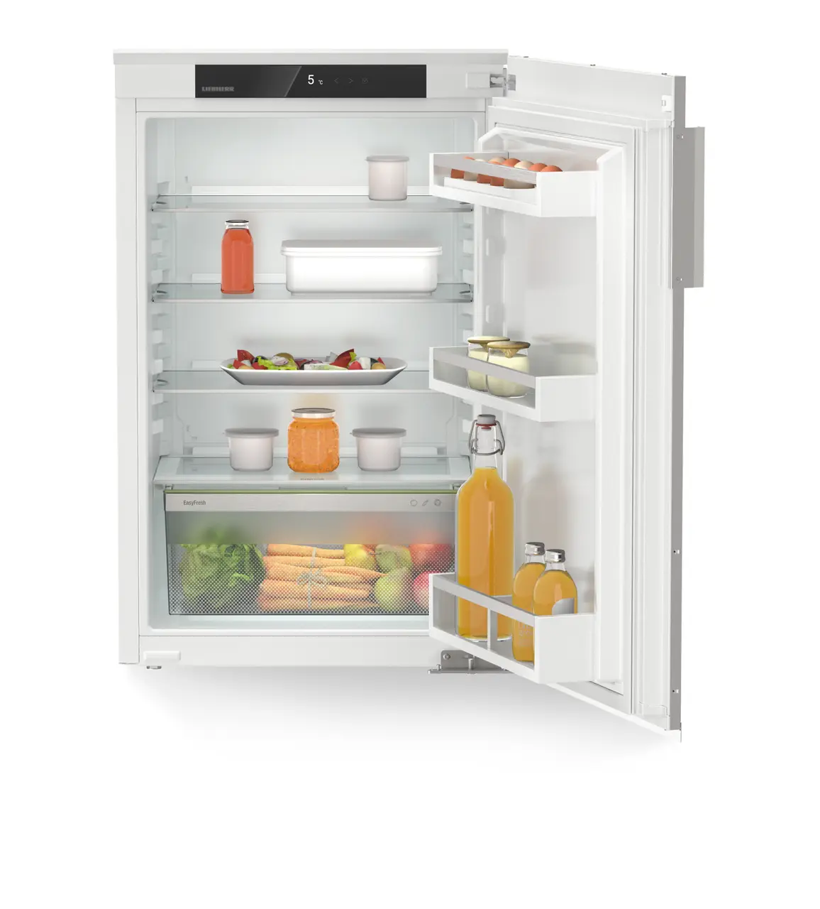 Изображение на продукта, Перспектива: Отпред, отворен, отворен с продукти, Хладилник с възможност за декориране