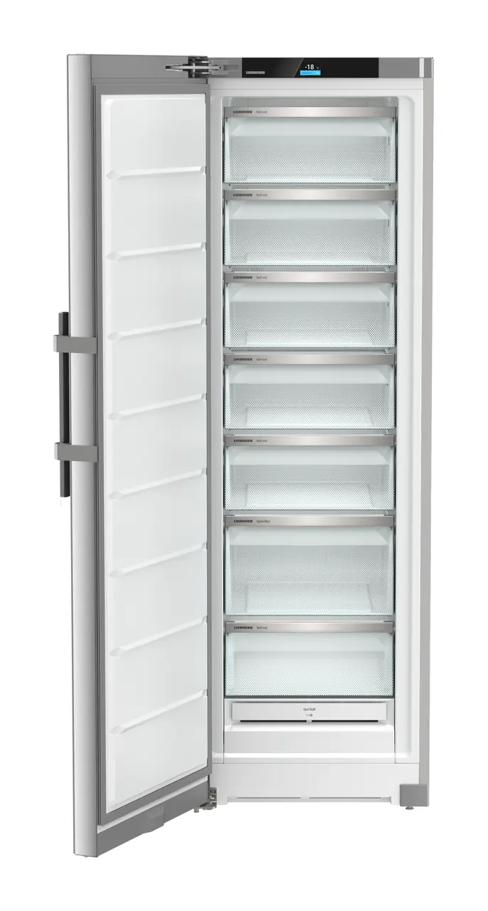 Produktbild, Perspektiv: Framifrån, öppen, tom, Fristående frysskåp med NoFrost