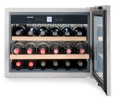 Product image, Perspective: straight open decorated, Built-in wine storage cabinet, Casing colour: silver, Door colour: stainless steel
