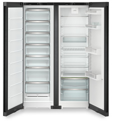 Изображение продукции, Перспектива: Прямо, с открытой дверцей, без продуктов, Холодильник Side-by-Side, Цвет корпуса: черный