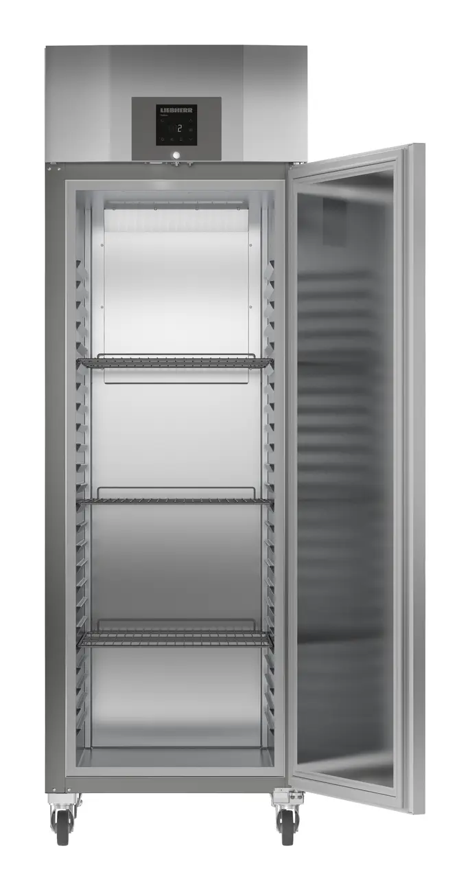 Product image, Perspective: straight open empty, Forced-air refrigerator GN 2/1, Casing colour: stainless steel look