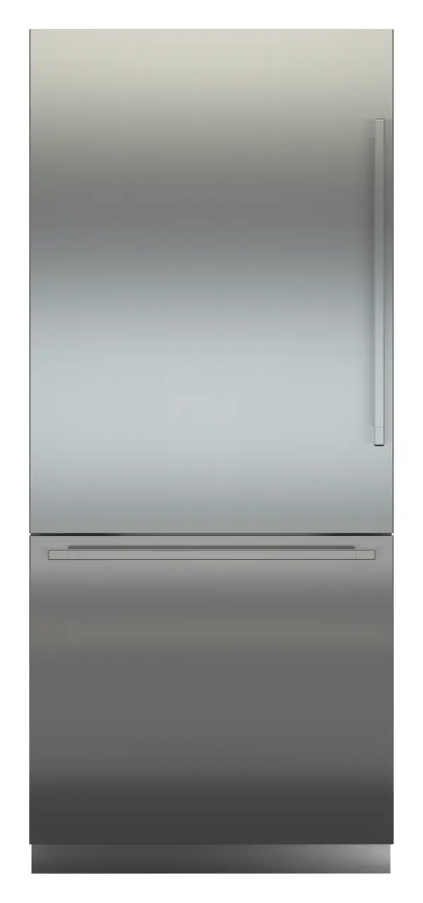 Product image, Perspective: straight closed, Combined refrigerator-freezer with BioFresh and NoFrost for integrated use, Casing colour: grey