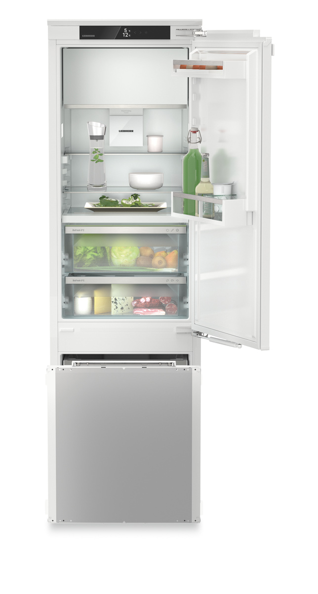 Lodówka do zabudowy Liebherr IRCBe 5121 z komorą piwniczną i systemem BioFresh, otwarta z zawartością