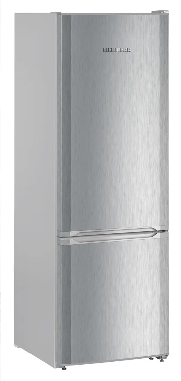 Product image, Perspective: oblique closed, Automatic refrigerator-freezer with SmartFrost, Casing colour: silver, Door colour: stainless steel look