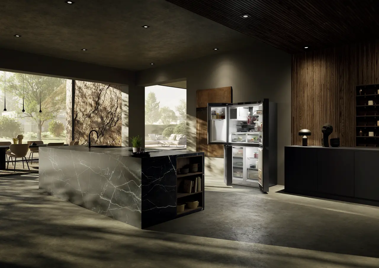 Termékkép, Perspektíva: Környezet, 4 ajtós francia ajtós hűtő-fagyasztó víz- és jégkocka adagolóval