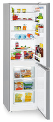 Product image, Perspective: oblique open decorated, Automatic refrigerator-freezer with SmartFrost, Casing colour: silver, Door colour: stainless steel look