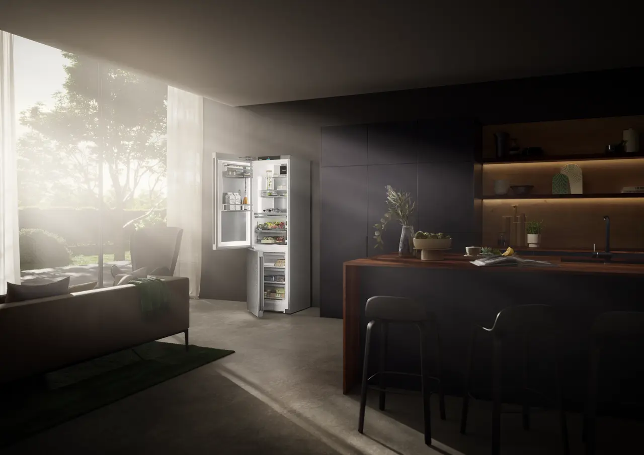 Produktbild, Perspektiv: Omgivning, Kyl- och fryskombinerad kyl- och frysdisk med BioFresh Professional och NoFrost, Färg på hölje: Rostfritt stål, Färg på dörr: Rostfritt stål