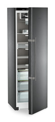 Product image, Perspective: oblique half-open empty, Freestanding refrigerator with BioFresh Professional, Casing colour: BlackSteel, Door colour: BlackSteel