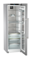 Product image, Perspective: oblique open empty, Freestanding refrigerator with BioFresh Professional, Casing colour: stainless steel, Door colour: stainless steel