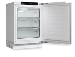 Produkt-Bild, Perspektive: schräg offen leer, Unterbaufähiger Gefrierschrank mit NoFrost